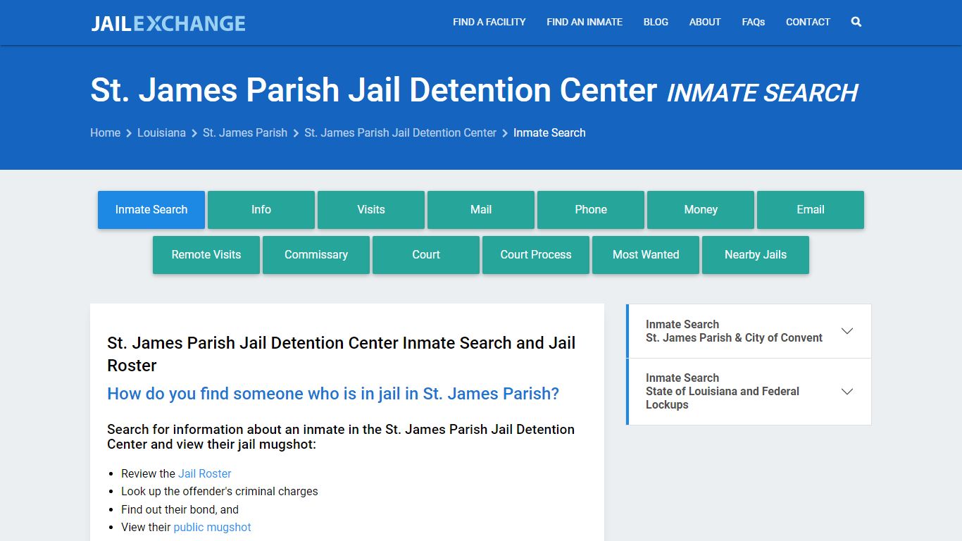 St. James Parish Jail Detention Center Inmate Search